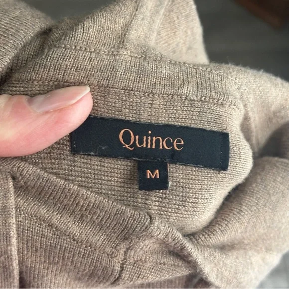 Women’s Quince Eco-Knit Milano Stitch Pullover Hoodie Sweater Taupe Brown Sz M - Picture 9 of 10